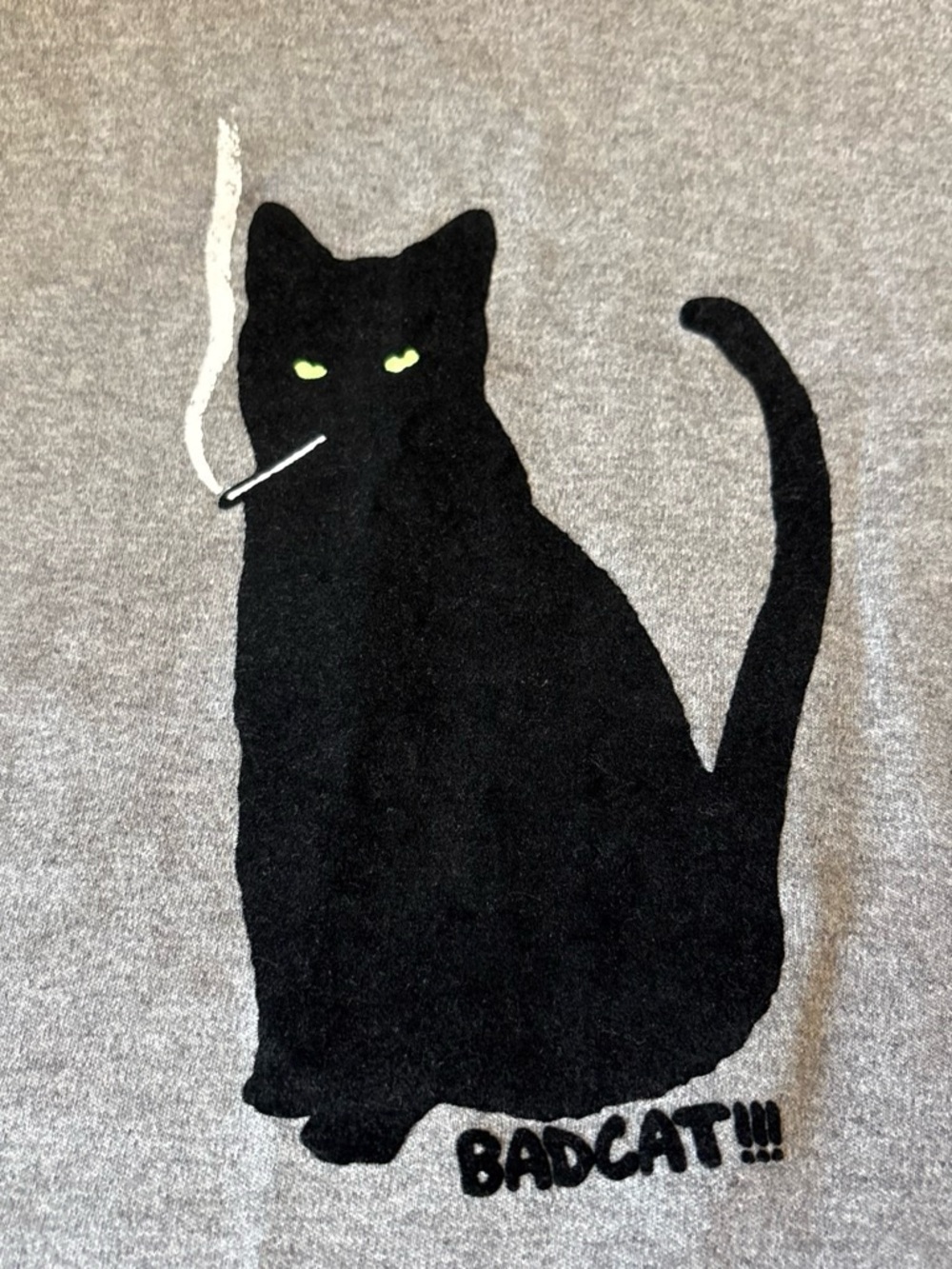 BAD CAT Smoking felt black appliqué Halloween - Picture 2 of 4